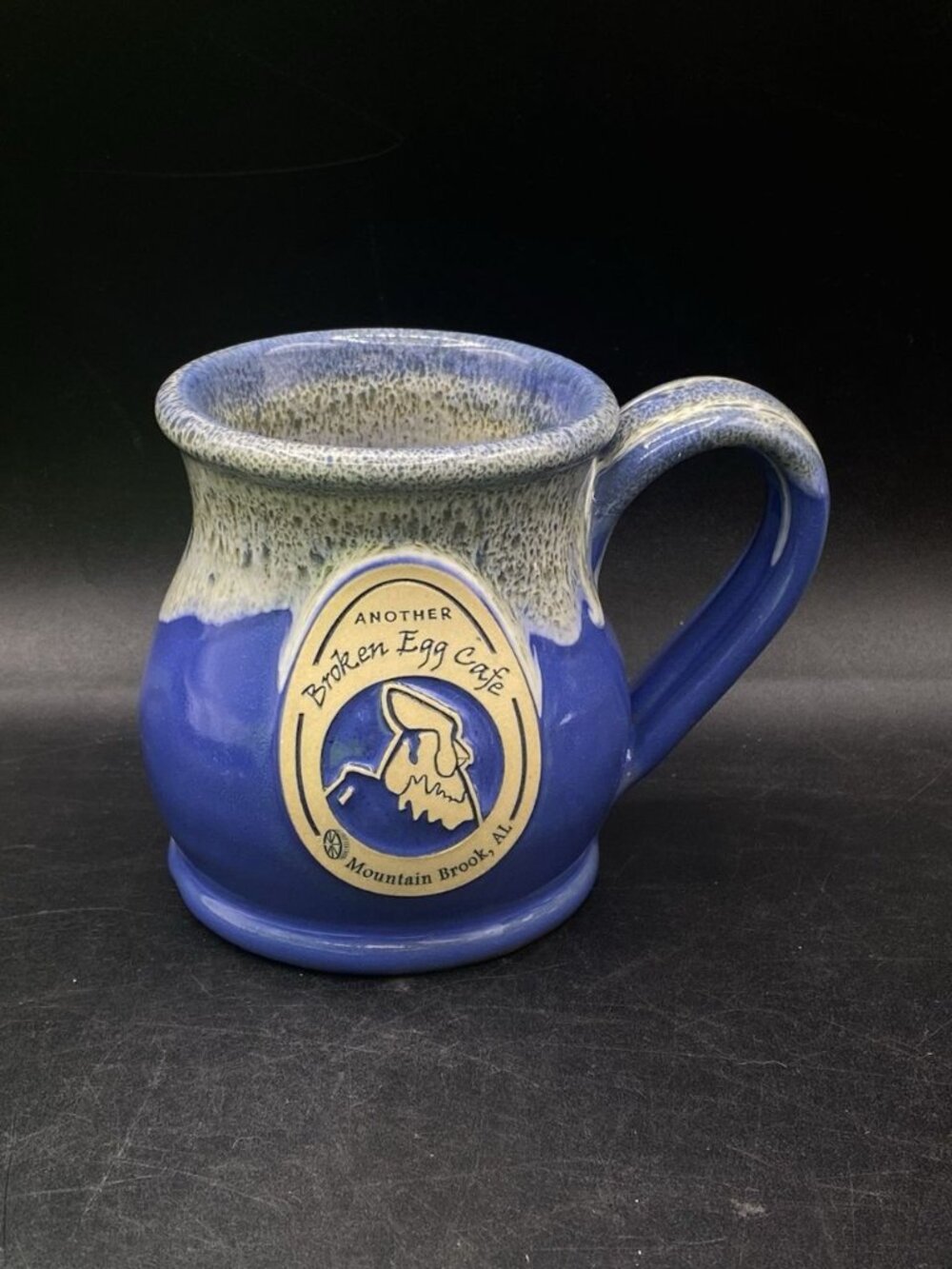 Another Broken Egg Cafe Deneen Pottery Blue Coffee Mug Cup Mountain Brook AL - Picture 1 of 8